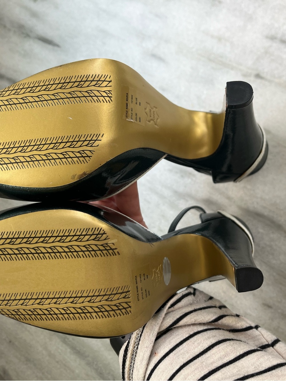 Nascar Dark Green Peep-Toe Ankle Strap Heels with White Trim - Picture 7 of 15